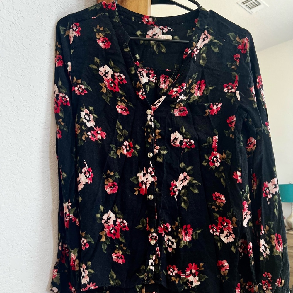Hollister Black Floral Top